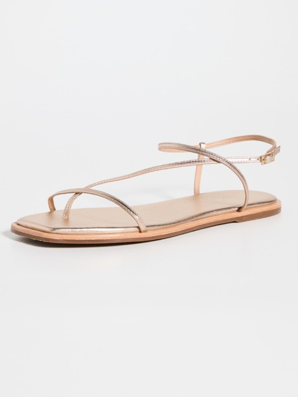 Kaanas Metallic Rose Gold Strappy Flat Sandals